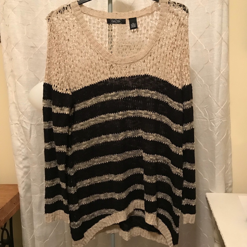 Crystal-Kobe Black and Tan striped sweater